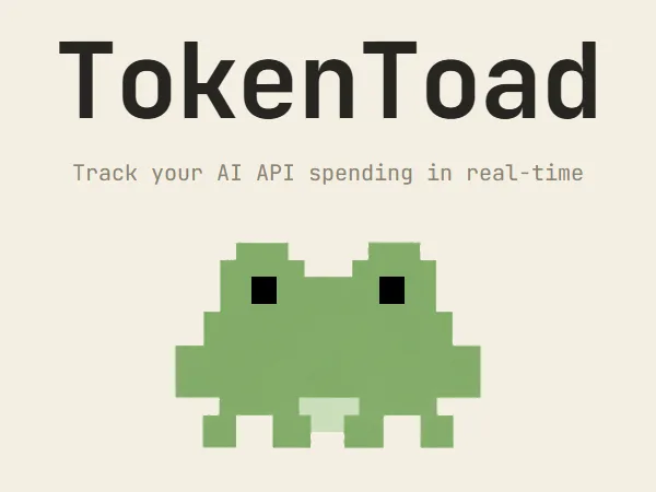 TokenToad landing page with a pixel toad mascot